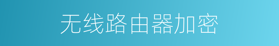 无线路由器加密的同义词