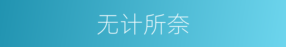 无计所奈的意思