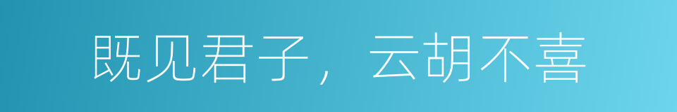 既见君子，云胡不喜的同义词