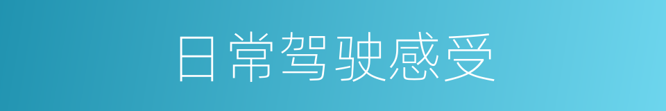 日常驾驶感受的同义词