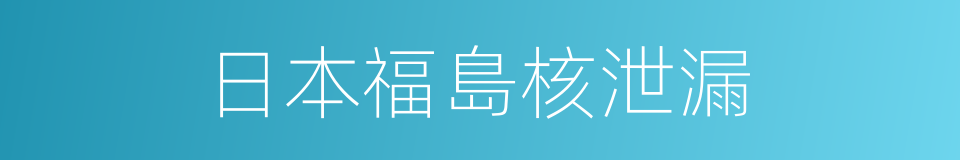 日本福島核泄漏的同義詞