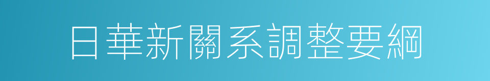 日華新關系調整要綱的意思