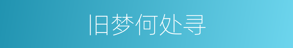旧梦何处寻的同义词