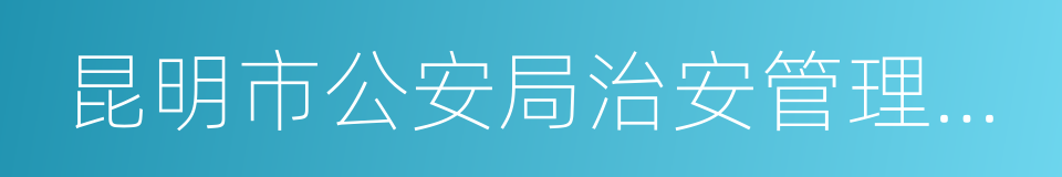 昆明市公安局治安管理支队的同义词