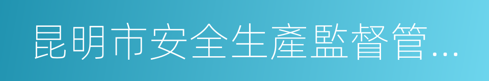 昆明市安全生產監督管理局的同義詞