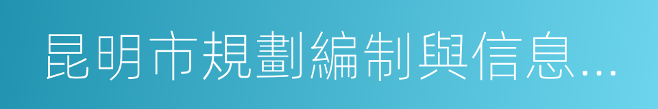 昆明市規劃編制與信息中心的意思