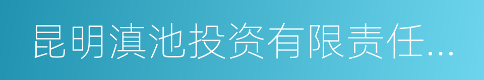 昆明滇池投资有限责任公司的同义词