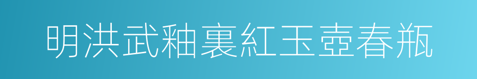 明洪武釉裏紅玉壺春瓶的同義詞