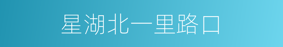 星湖北一里路口的同义词