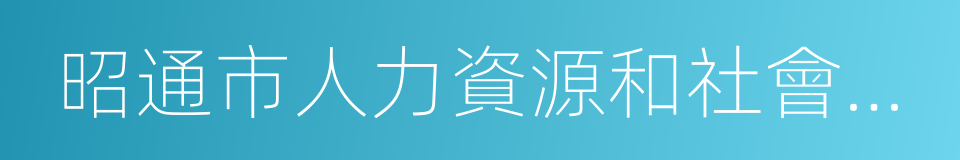 昭通市人力資源和社會保障局的同義詞