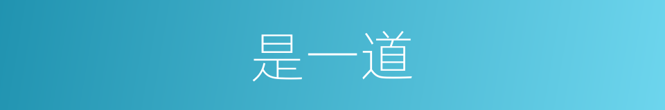 是一道的意思