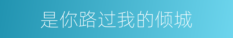是你路过我的倾城的同义词