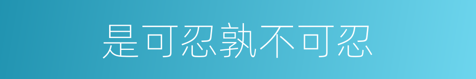 是可忍孰不可忍的同义词