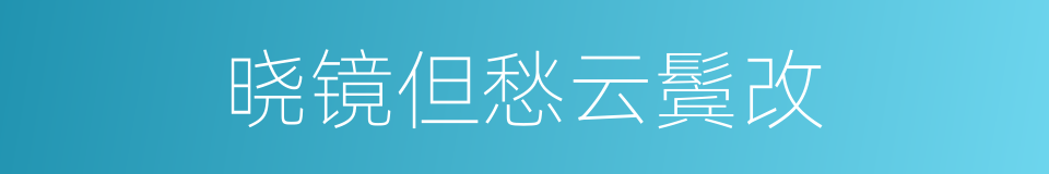 晓镜但愁云鬓改的同义词