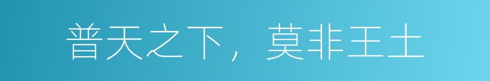 普天之下，莫非王土的意思