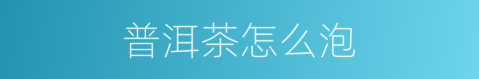 普洱茶怎么泡的同义词