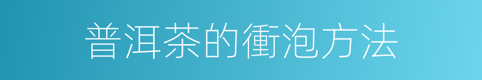普洱茶的衝泡方法的同義詞
