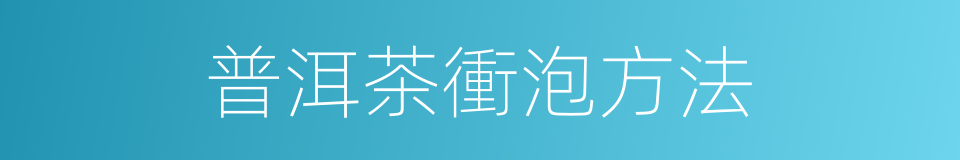 普洱茶衝泡方法的同義詞