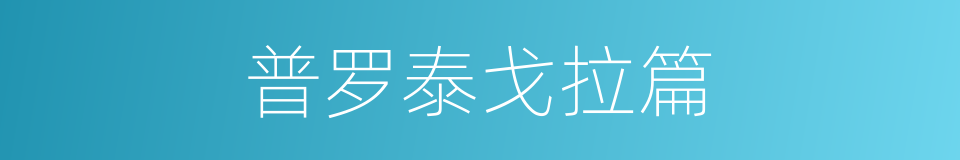 普罗泰戈拉篇的同义词