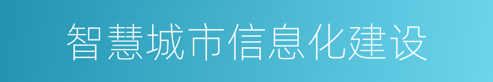 智慧城市信息化建设的同义词