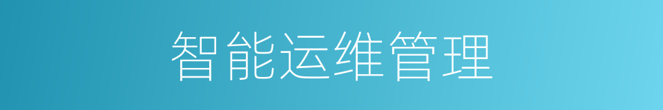 智能运维管理的同义词