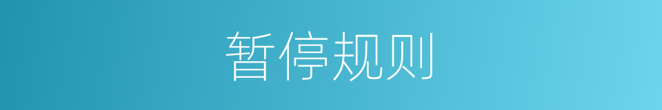 暂停规则的意思