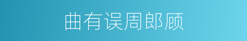 曲有误周郎顾的意思