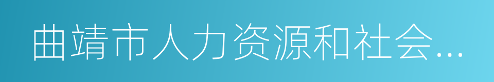 曲靖市人力资源和社会保障局的同义词