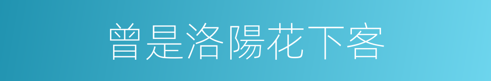 曾是洛陽花下客的同義詞