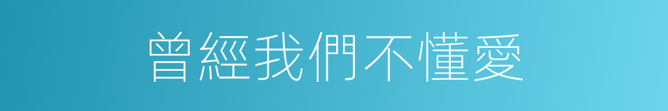 曾經我們不懂愛的同義詞
