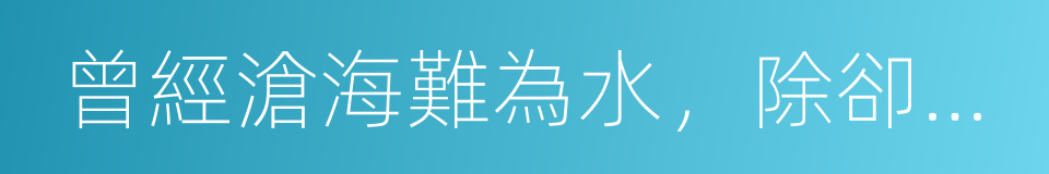 曾經滄海難為水，除卻巫山不是雲的同義詞