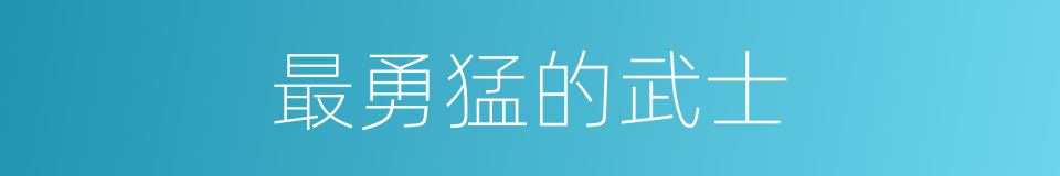 最勇猛的武士的同义词
