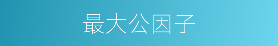 最大公因子的同义词