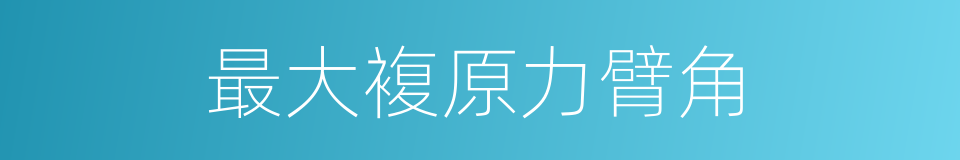 最大複原力臂角的同义词