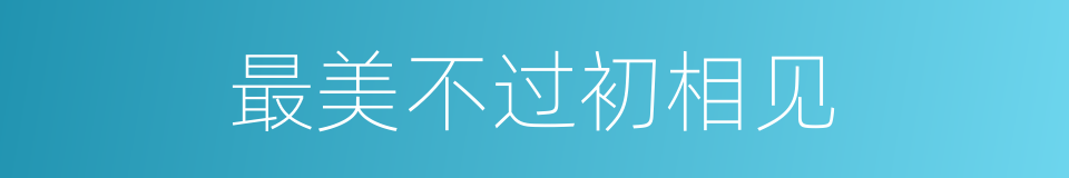 最美不过初相见的同义词