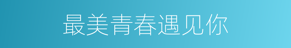 最美青春遇见你的同义词