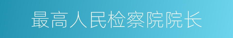 最高人民检察院院长的意思