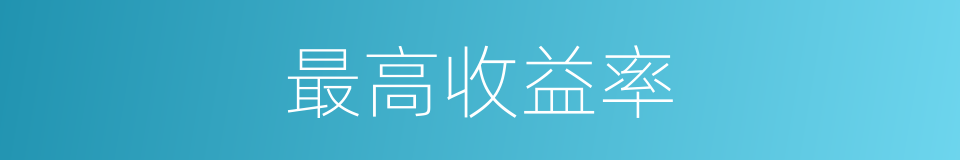 最高收益率的同义词