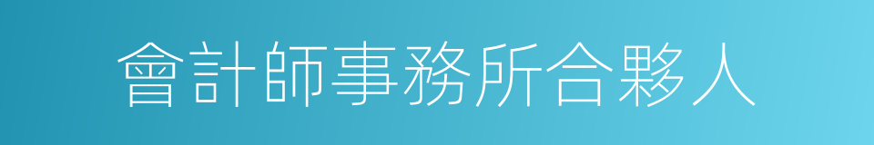 會計師事務所合夥人的同義詞