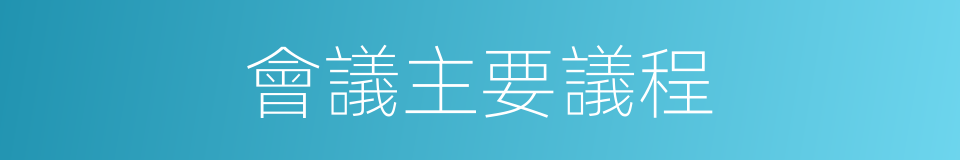 會議主要議程的同義詞