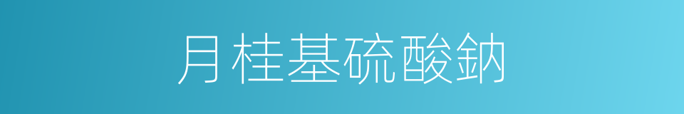 月桂基硫酸鈉的同義詞
