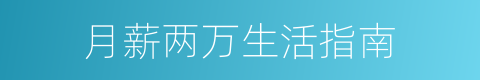 月薪两万生活指南的同义词