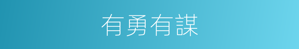 有勇有謀的意思