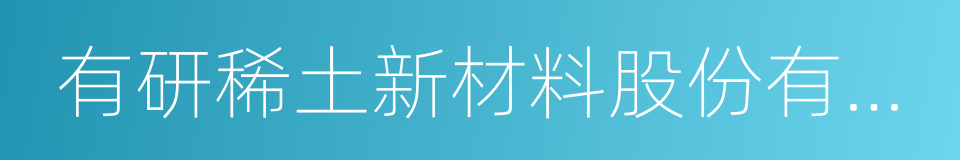 有研稀土新材料股份有限公司的同义词