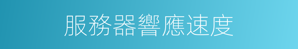 服務器響應速度的同義詞
