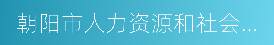 朝阳市人力资源和社会保障局的同义词