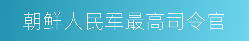 朝鲜人民军最高司令官的同义词