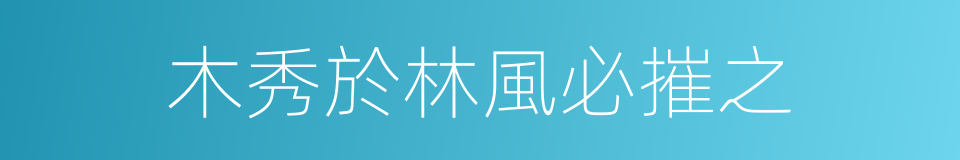 木秀於林風必摧之的同義詞