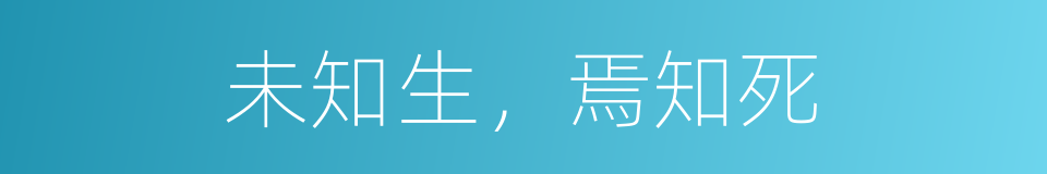 未知生，焉知死的同义词