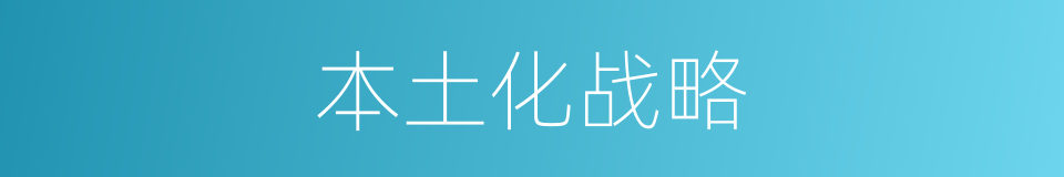 本土化战略的意思